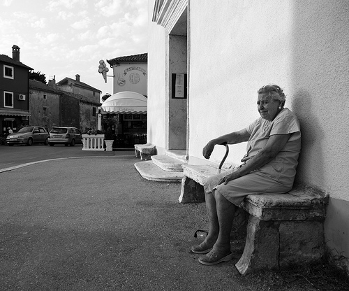 Old lady by the church